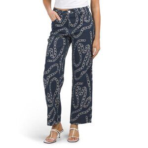 FLYING ANGEL Denim Chain Print Denim Jeans